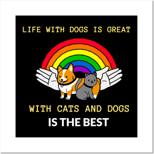 Life with Cats and Dogs Posters and Art